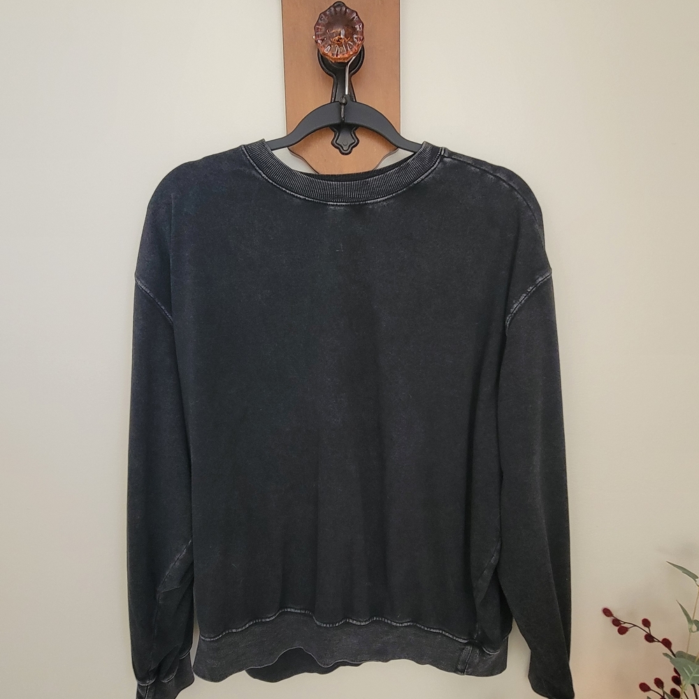 Double Zero Washed Black Crewneck Sweatshirt And Sweatpants